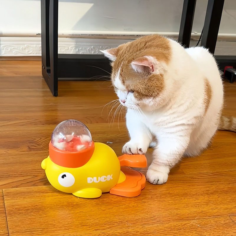 Dog Puzzle Feeder Toy - Gele eendvormige interactieve katten traktatie dispenser