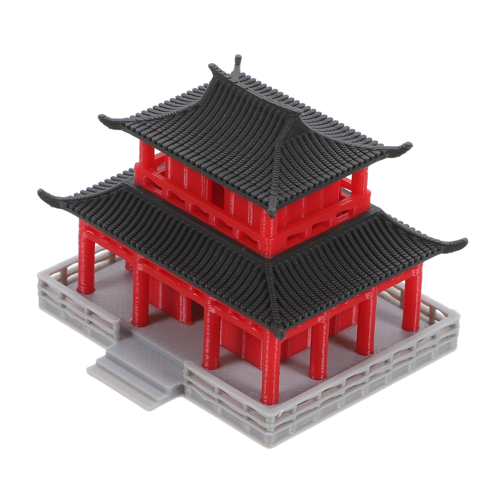 Aquarium - Chinees antiek paviljoen, zwart-rood, aquariumdecoratie, landschapsbeeld,